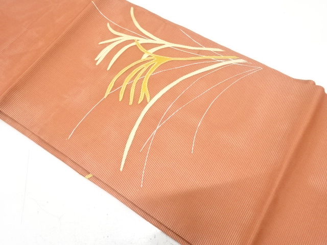 絽　芒模様　刺繍　名古屋帯